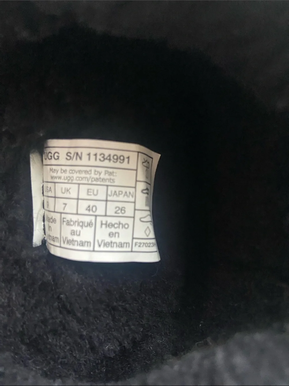 UGG Black Suede Platform Mini Shearling Winter Boots, size 9